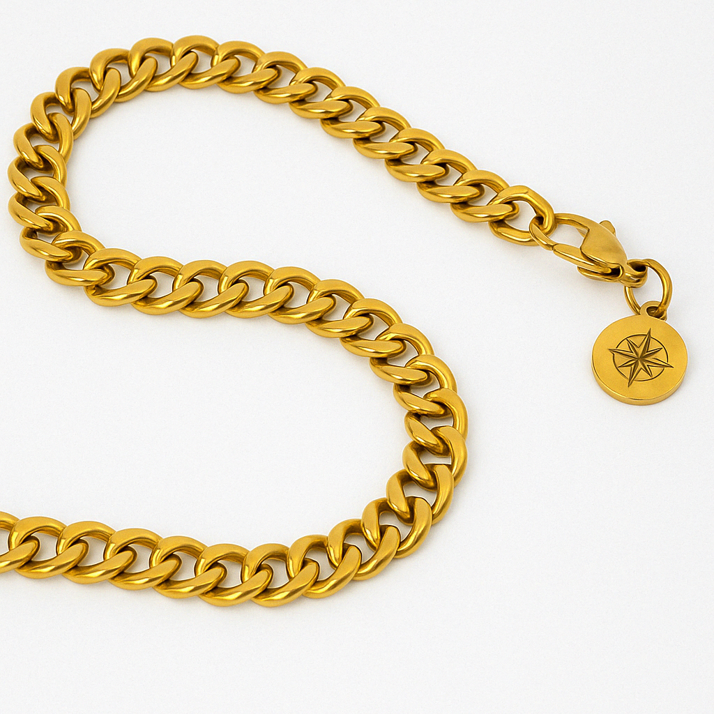 Refined North Gold-Plated Cuban Link Chain Necklace for Men-18K Gold Finish image 1