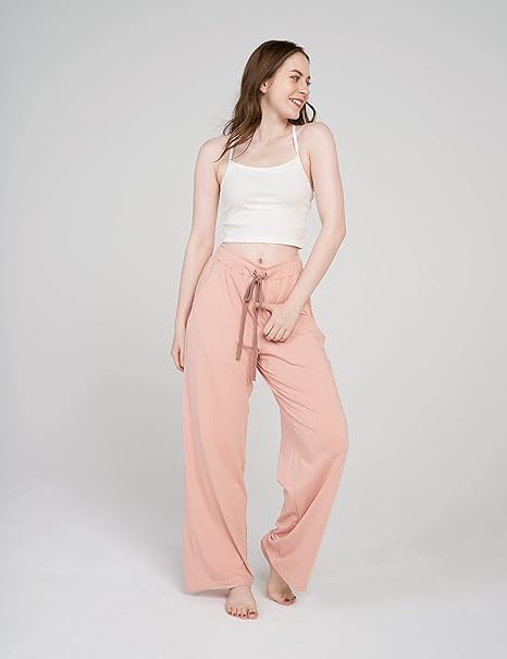 LAPASA Women's Soft Knit Pajama Pants, Flared Wide Leg Palazzo image 0