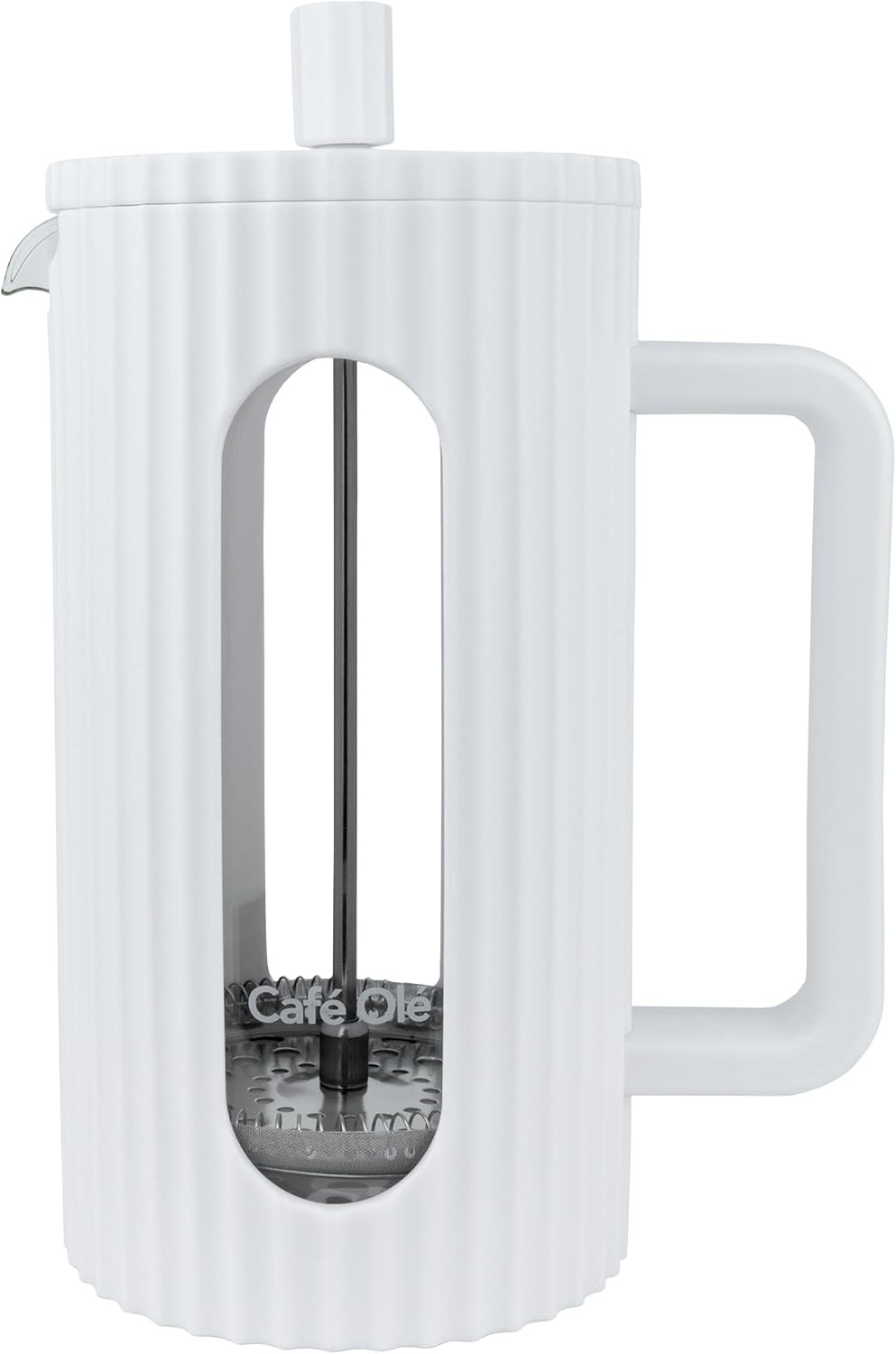 Café Olé French Press Coffee Maker – 3 Cup / 8 Cup – Elegant Ribbed Design image 1