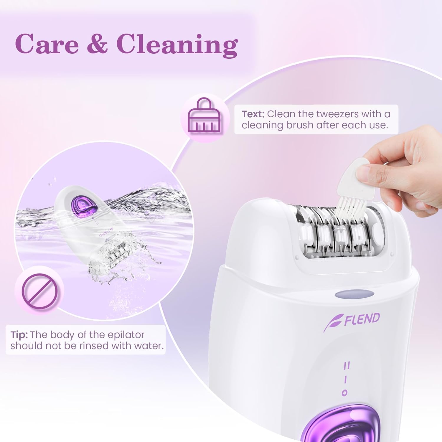 Flend 2-in-1 Cordless Facial Epilator & Shaver – 32 Tweezers, LED Light, USB image 5