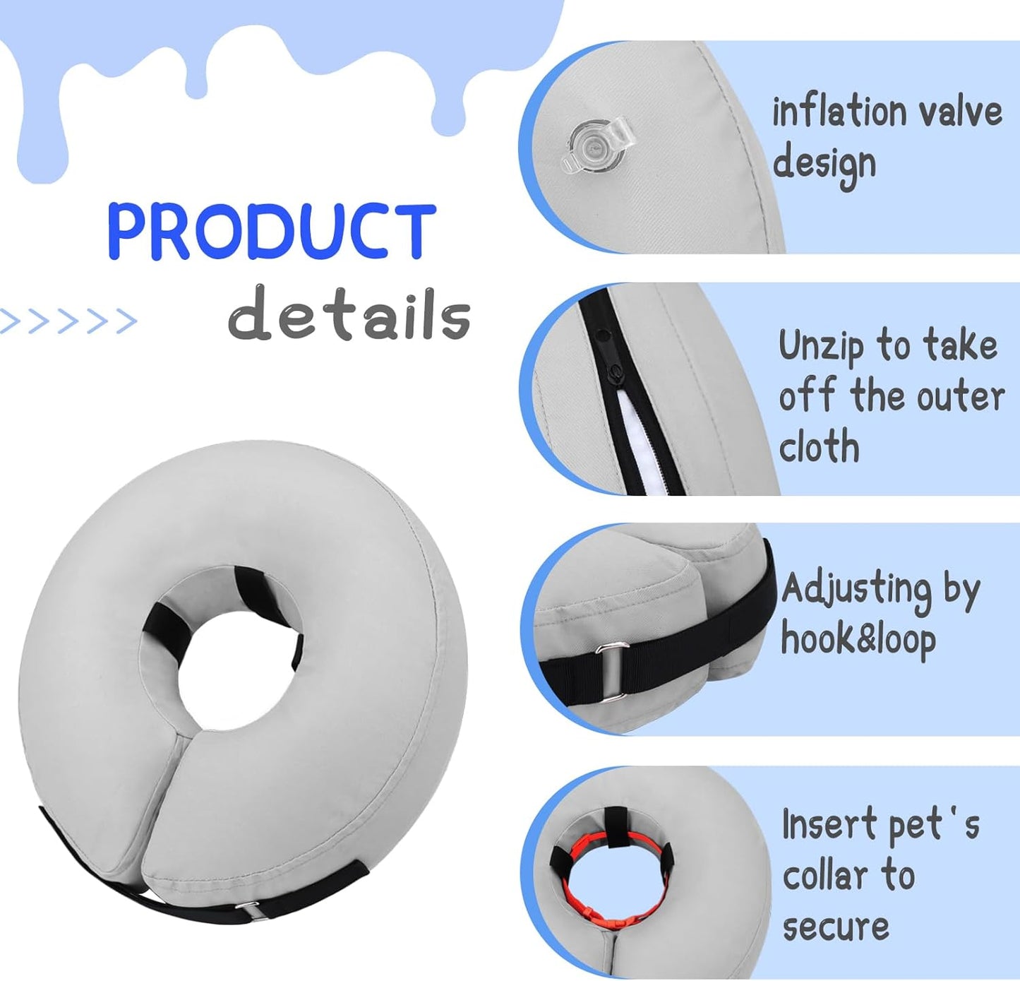 Supet Dog Cones After Surgery, Protective Inflatable Dog Collar Pet Recovery image 4