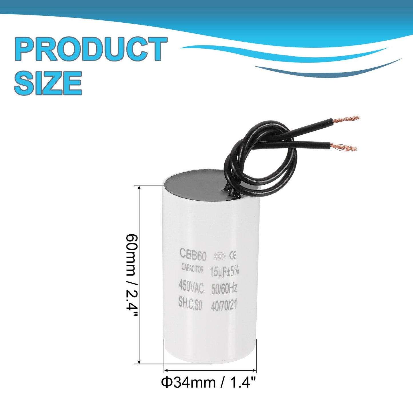 Premium 15uF CBB60 Run Capacitor 450V AC for Motor Start Appliances image 8