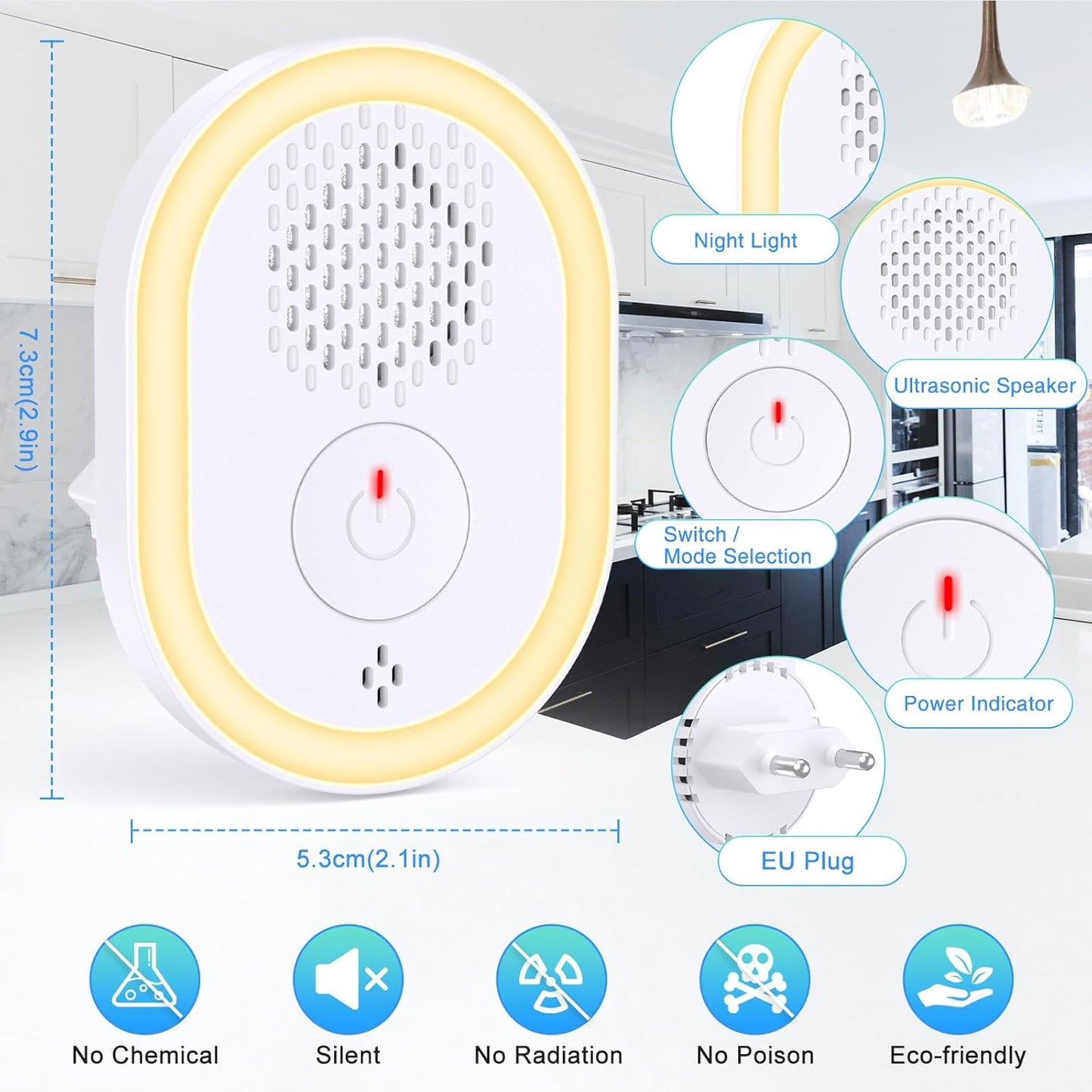 Ultrasonic Pest Repeller 6 Pack, Electronic Pest Repeller Control Plug in for In image 5