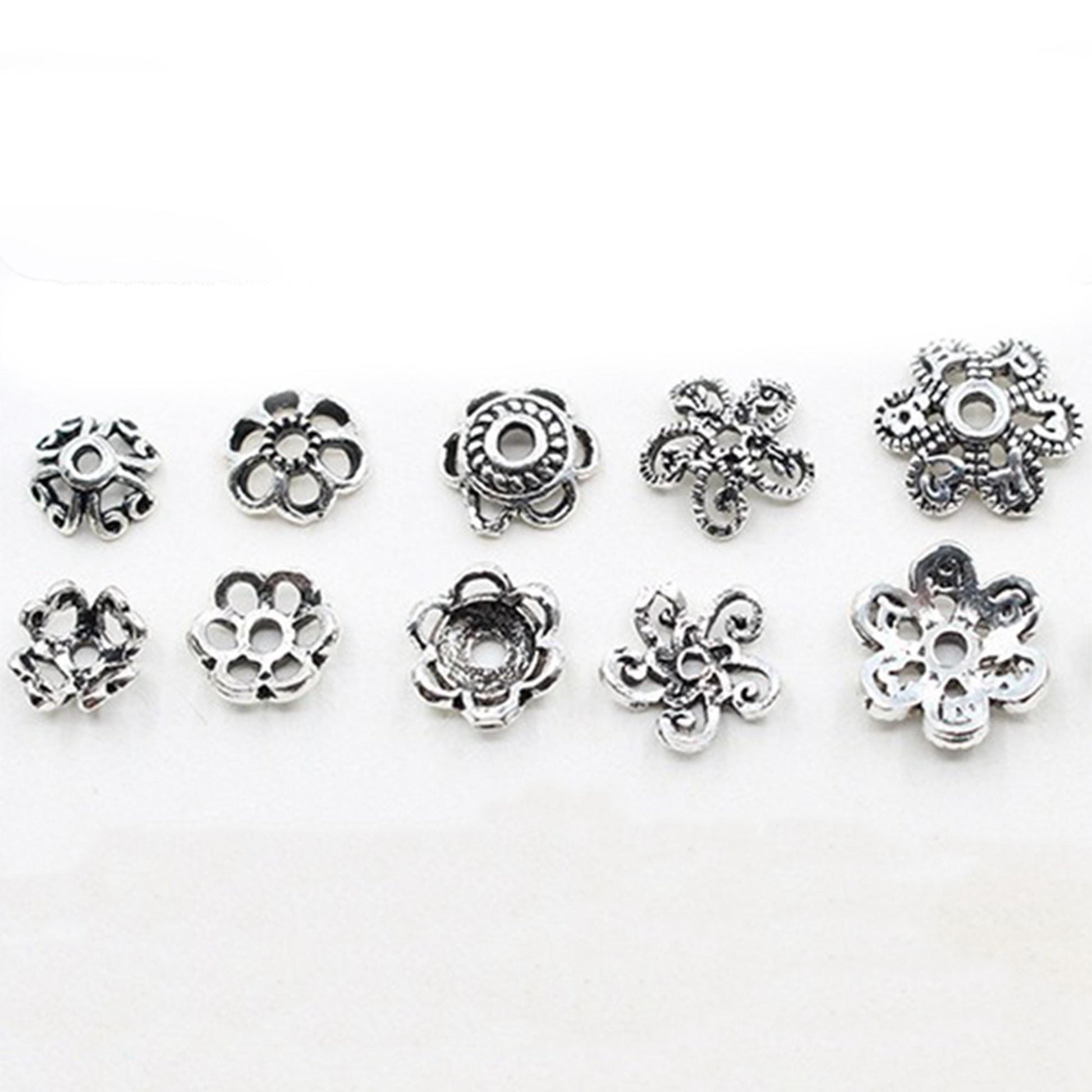 Premium S925 Sterling Silver Hollow Flower Bead Caps for Jewelry Making Supplie image 5