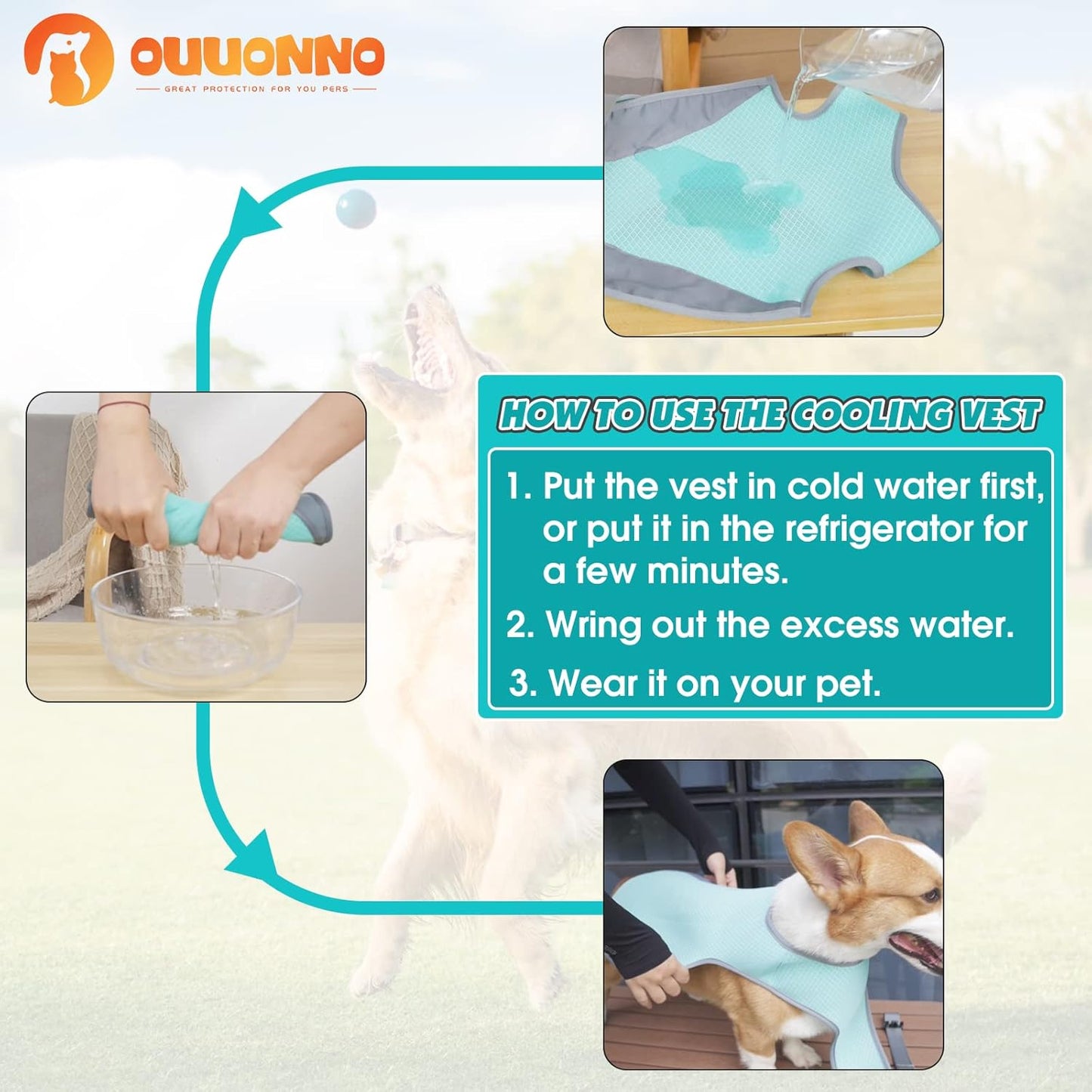 oUUoNNo Dog Cooling Vest,Cooling Vest for Dogs,Cooling Jacket,Pet Cooling Vest image 3