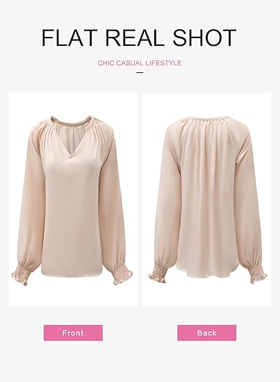 Dokotoo Womens Blouses Fashion Long Sleeve Shirts V Neck Business Casual image 0