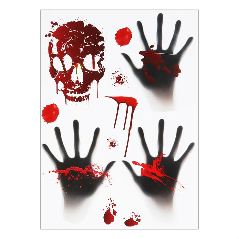 Halloween Decoration Horrible Bloody Handprint Stickers Halloween Window Wall image 13