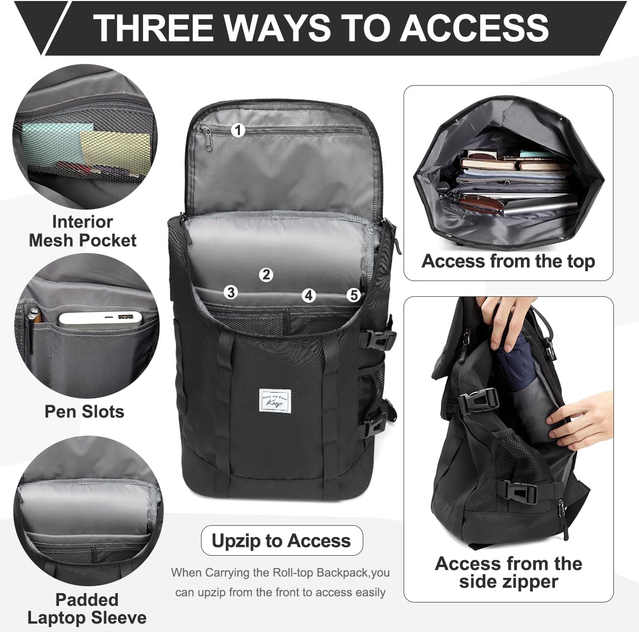 Kasgo Laptop Backpack for Men ,Top Business Backpack College School Student image 5