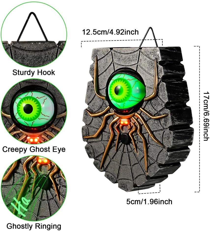TRIXES Halloween Doorbell, Haunted Eyeball - Creepy Light Up Eyeball Doorbell image 1
