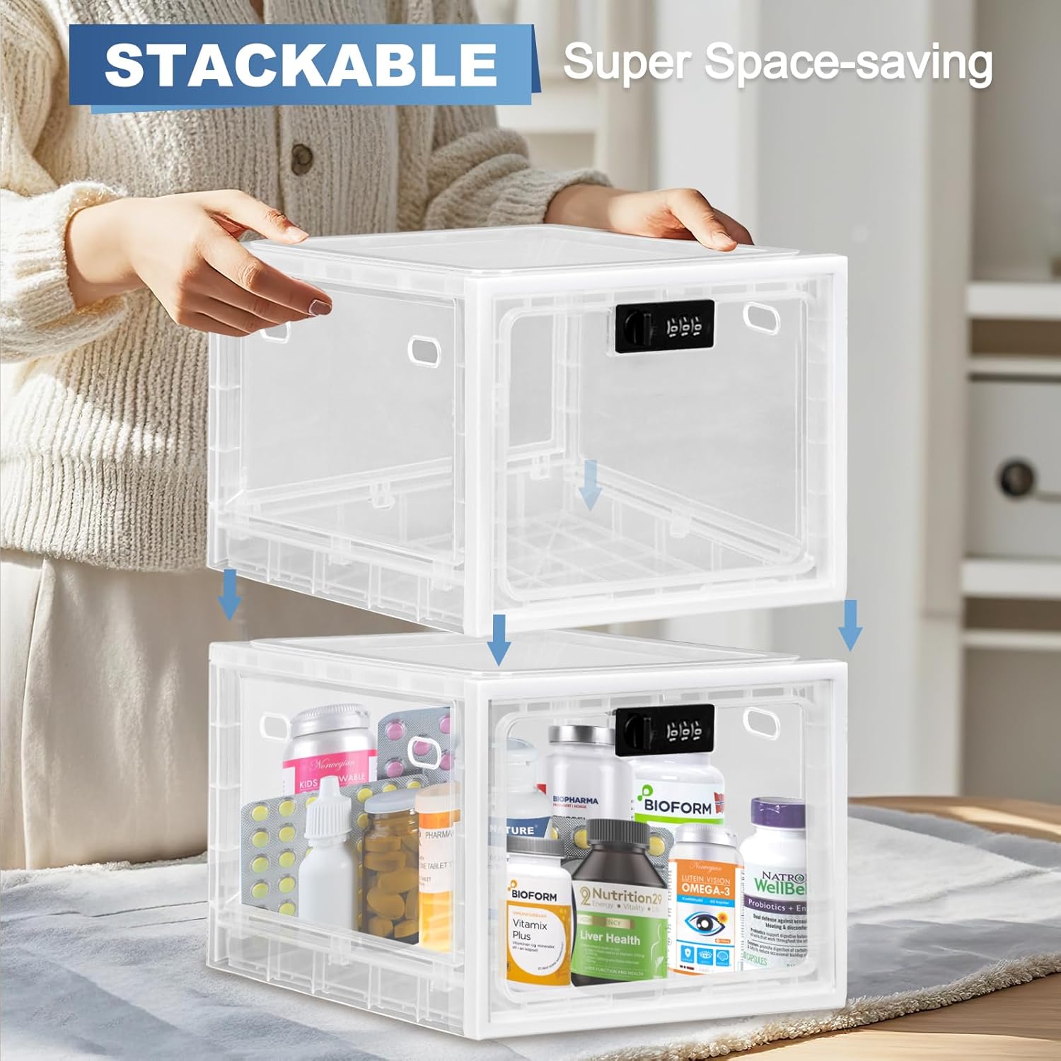 Lockable Medicine Box, Clear Medicine Storage Box image 2