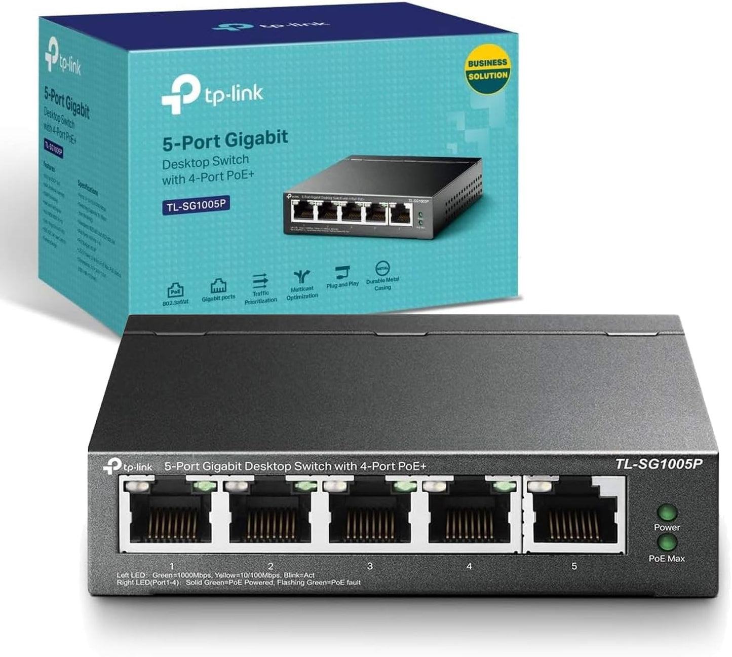 TP-Link 5-Port Gigabit Desktop PoE Switch with 4-Port PoE+, 65 W image 0