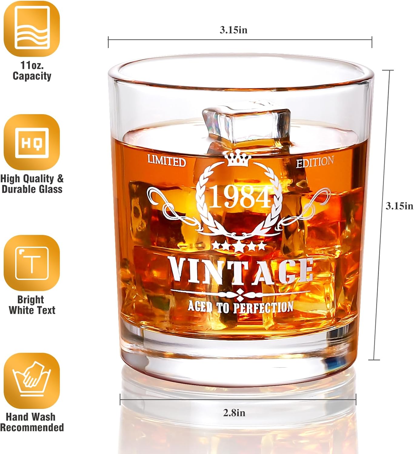 Gifts for Men, Vintage 1984 Whiskey Glass Set image 5