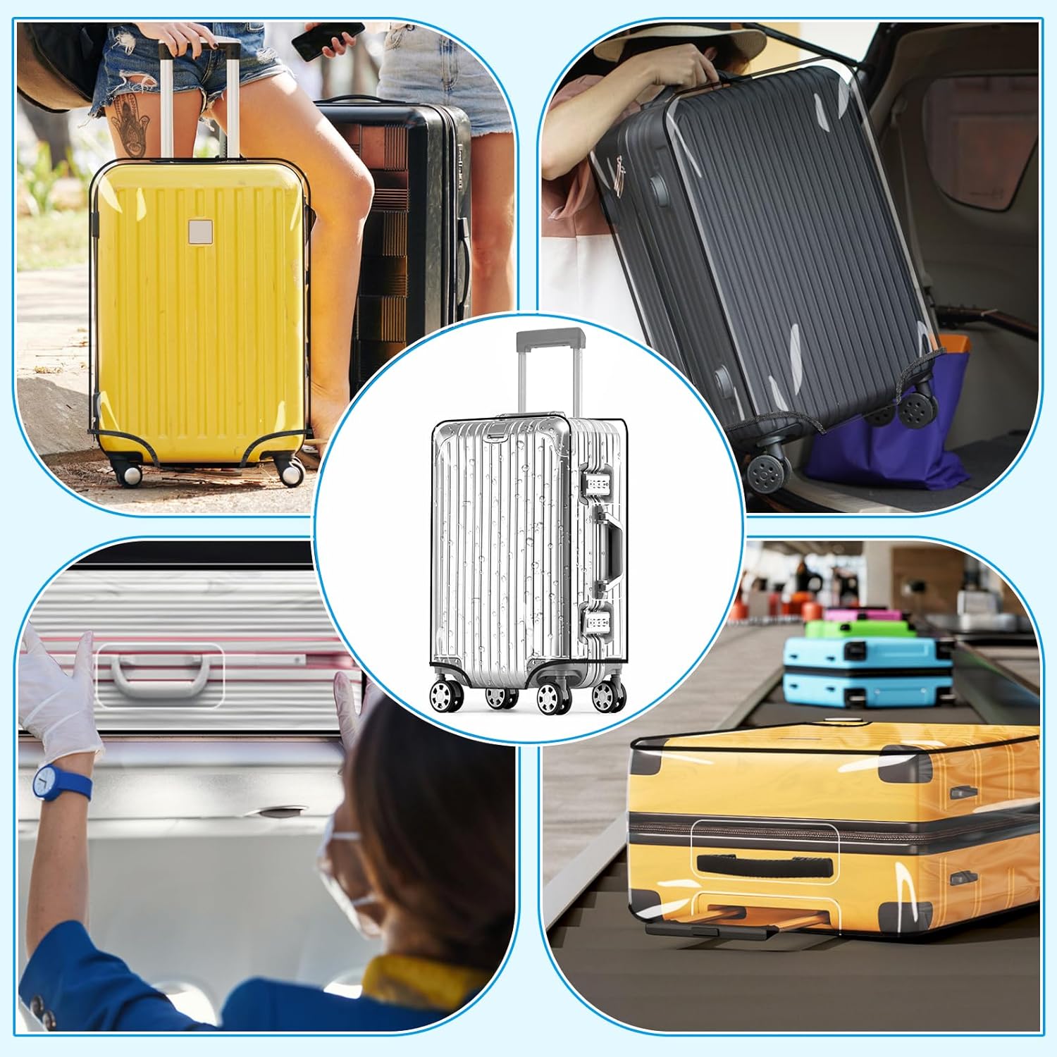 Yotako Durable Clear PVC Suitcase Cover for 20-30 Inch Wheeled Luggage image 12