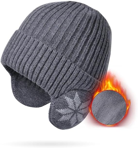 NICEYEA Winter Warm Knitted Beanies Hat for Men Women Thermal Skull Cap with Win image 2