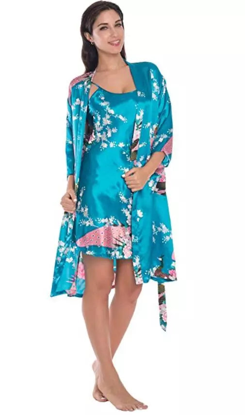 Fashion Women's Summer Mini Kimono Robe Lady Rayon Bath Gown Yukata Nightgown image 14