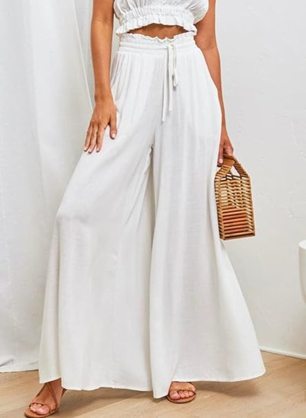 Dokotoo Womens Wide Leg Trousers Loose Fit Casual Flowy Women's Trouser Elastic image 0