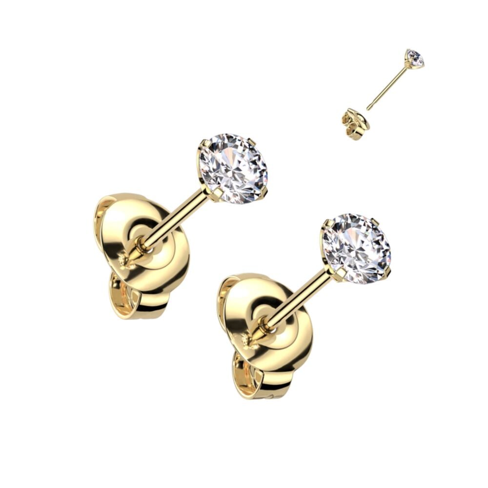 Dainty Hypoallergenic Titanium Stud Earrings with Brilliant Claw-Set Crystals image 0