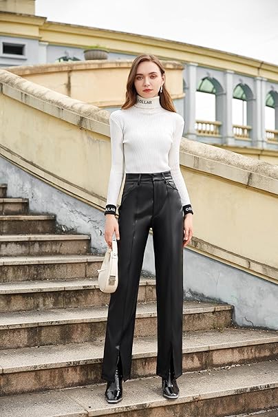 S P Y M Womens Stretchy Jeggings, Faux Leather Legging Pants with Pockets image 2