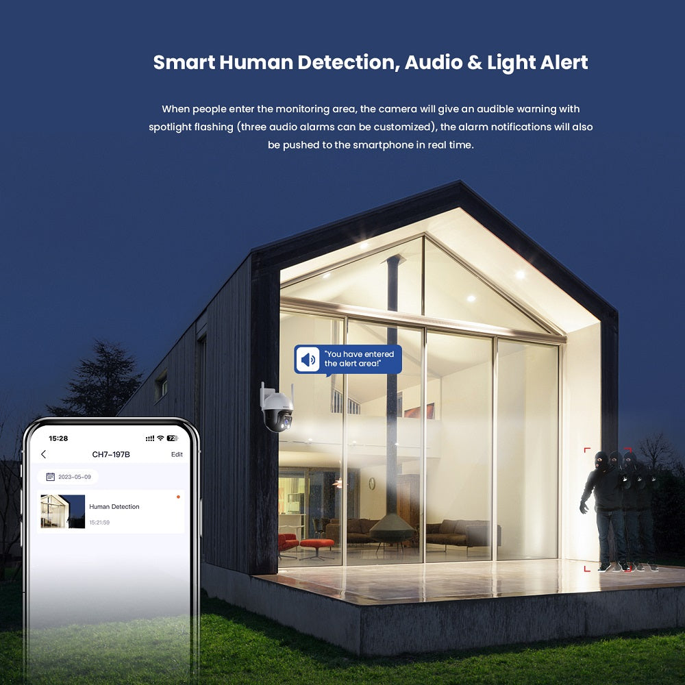 Tenda 4MP Outdoor Wi-Fi Pan/Tilt Camera: 360° Full-Color Night Vision image 5