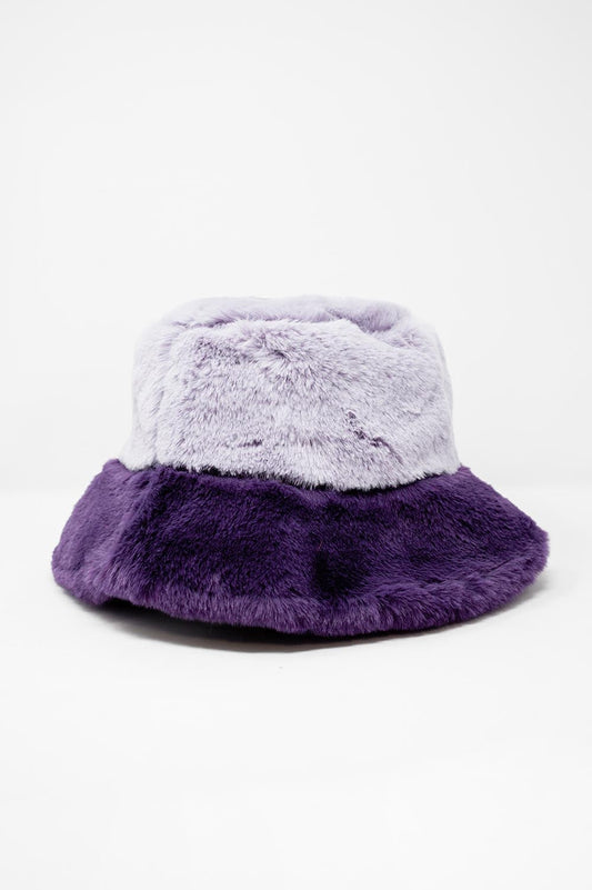 Faux Fur Bucket Hat in Purple image 0