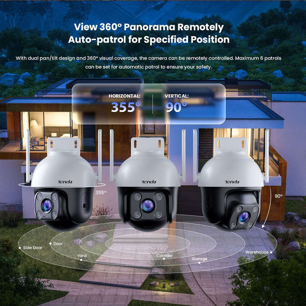 Tenda 4MP Outdoor Wi-Fi Pan/Tilt Camera: 360° Full-Color Night Vision image 0