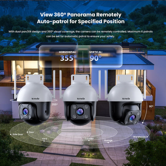 Tenda 4MP Outdoor Wi-Fi Pan/Tilt Camera: 360° Full-Color Night Vision image 0