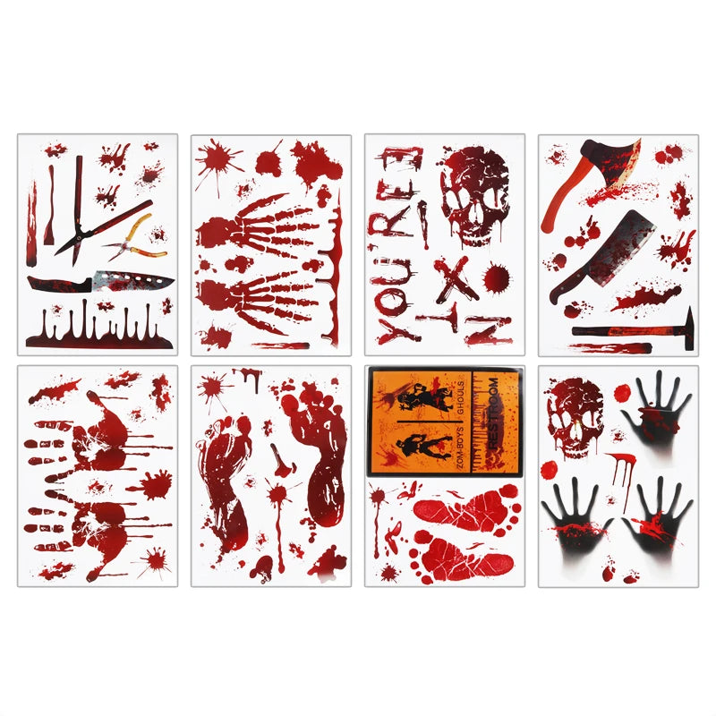 Halloween Decoration Horrible Bloody Handprint Stickers Halloween Window Wall image 4