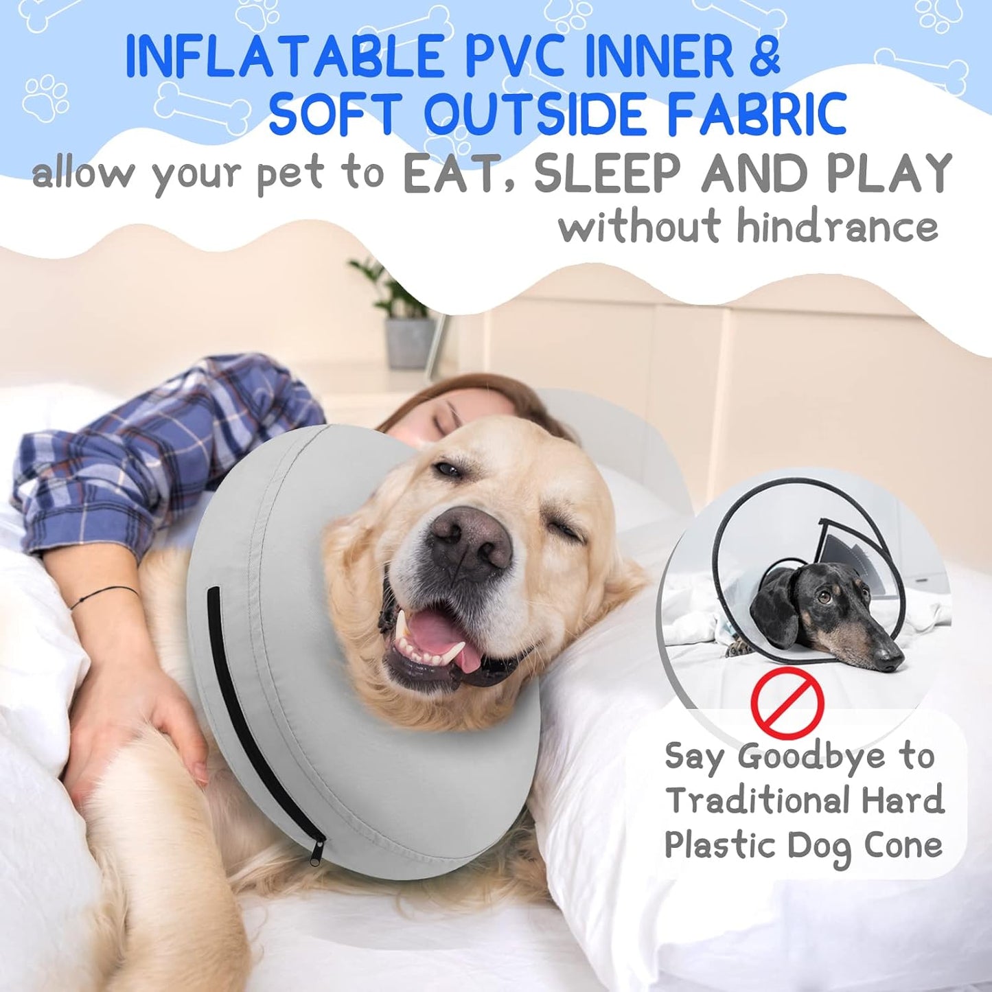 Supet Dog Cones After Surgery, Protective Inflatable Dog Collar Pet Recovery image 6