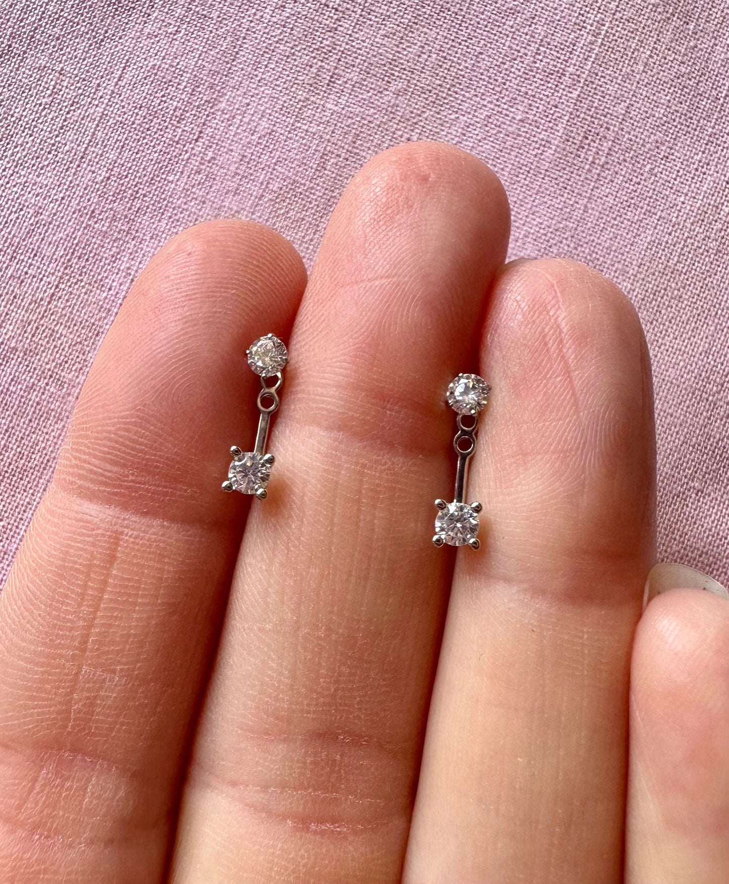 Elegant Floating 925 Sterling Silver Cubic Zirconia Stud Earrings for Women image 3