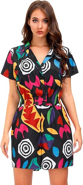 For G and PL Women's Halloween Short Sleeve Romper Wrap Button Down Mini Dress image 5