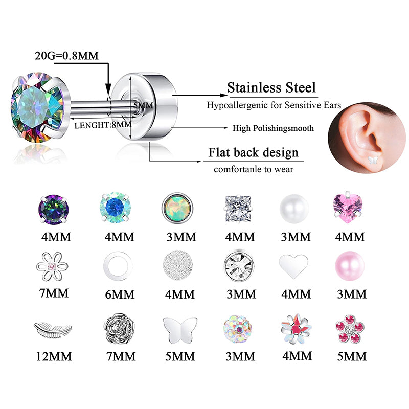 Chic Stainless Steel Heart Moon Studs - Versatile Tragus Cartilage Piercings image 15