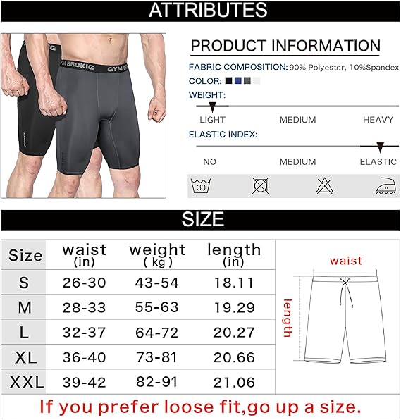 BROKIG Mens Stable Gym Compression Shorts, 2 Pack Lightweight Performance Base image 4
