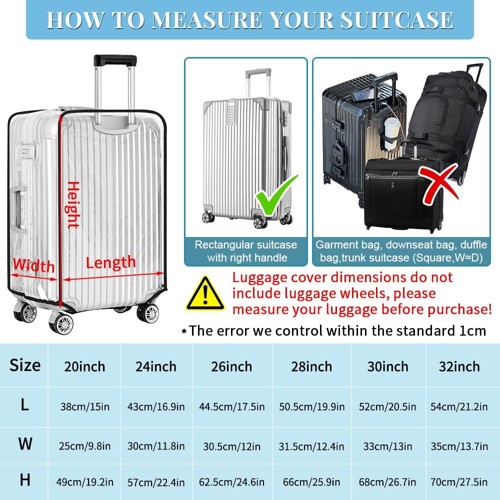 Yotako Durable Clear PVC Suitcase Cover for 20-30 Inch Wheeled Luggage image 0