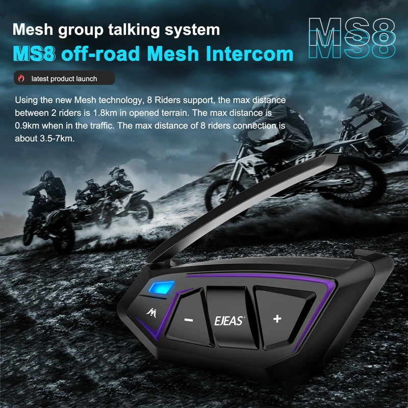 EJEAS 8 Riders MS8 Mesh Group Motorcycle Helmet Mesh Group Intercom Off-RoaD image 1