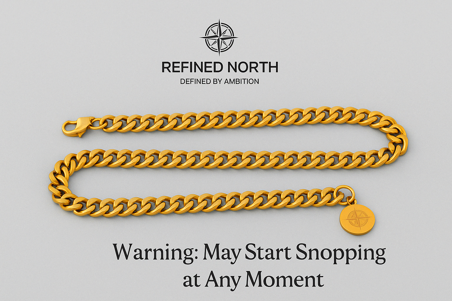 Refined North Gold-Plated Cuban Link Chain Necklace for Men-18K Gold Finish image 3