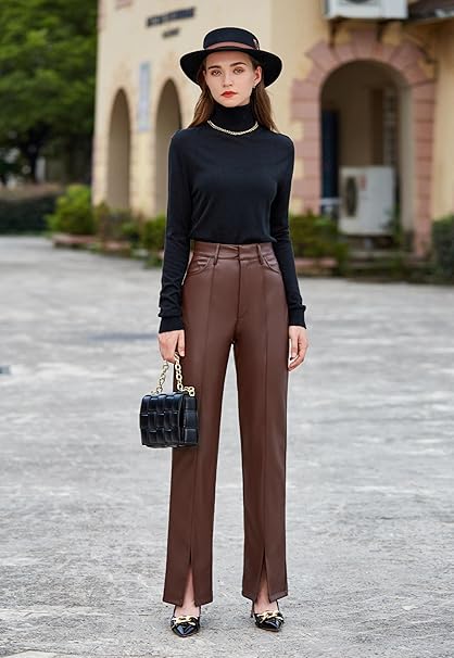 S P Y M Womens Stretchy Jeggings, Faux Leather Legging Pants with Pockets image 1