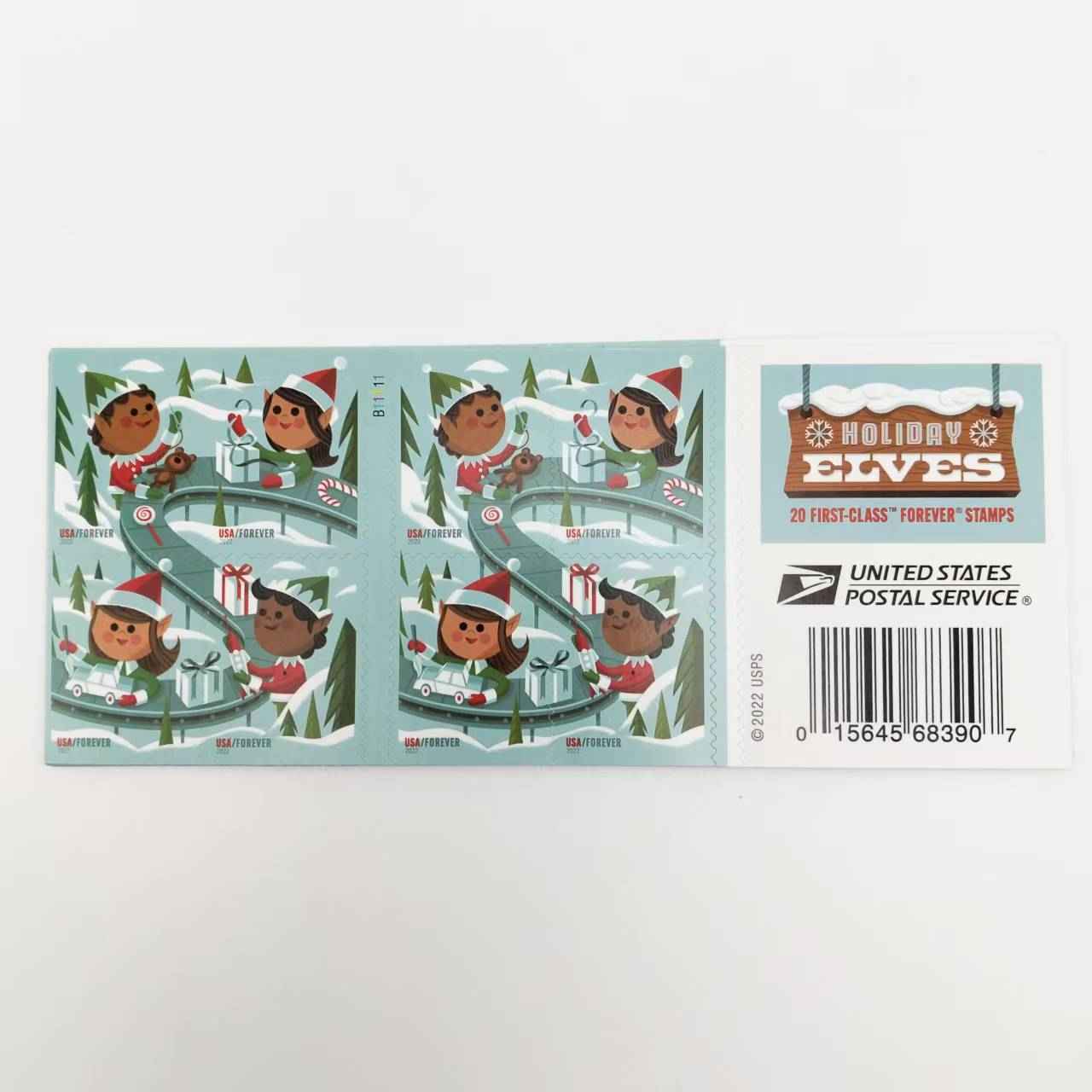 Holiday Elves Stamps 2022 Forever Stamps 100 Pcs image 2