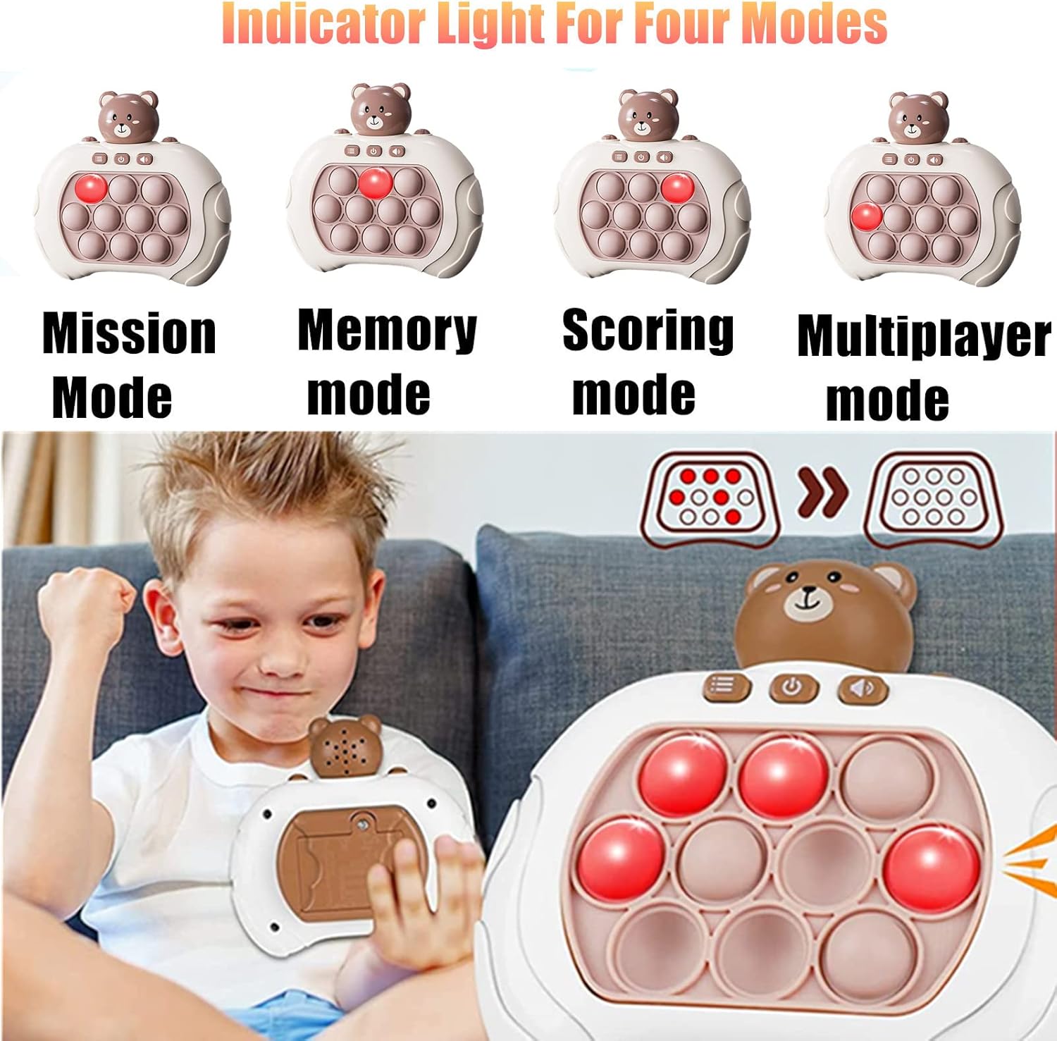 Tap Pop Tap Smart Fidget, Breakthrough Puzzle Machine Game Light Up Pattern image 5
