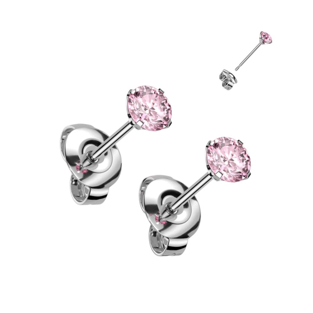 Dainty Hypoallergenic Titanium Stud Earrings with Brilliant Claw-Set Crystals image 2