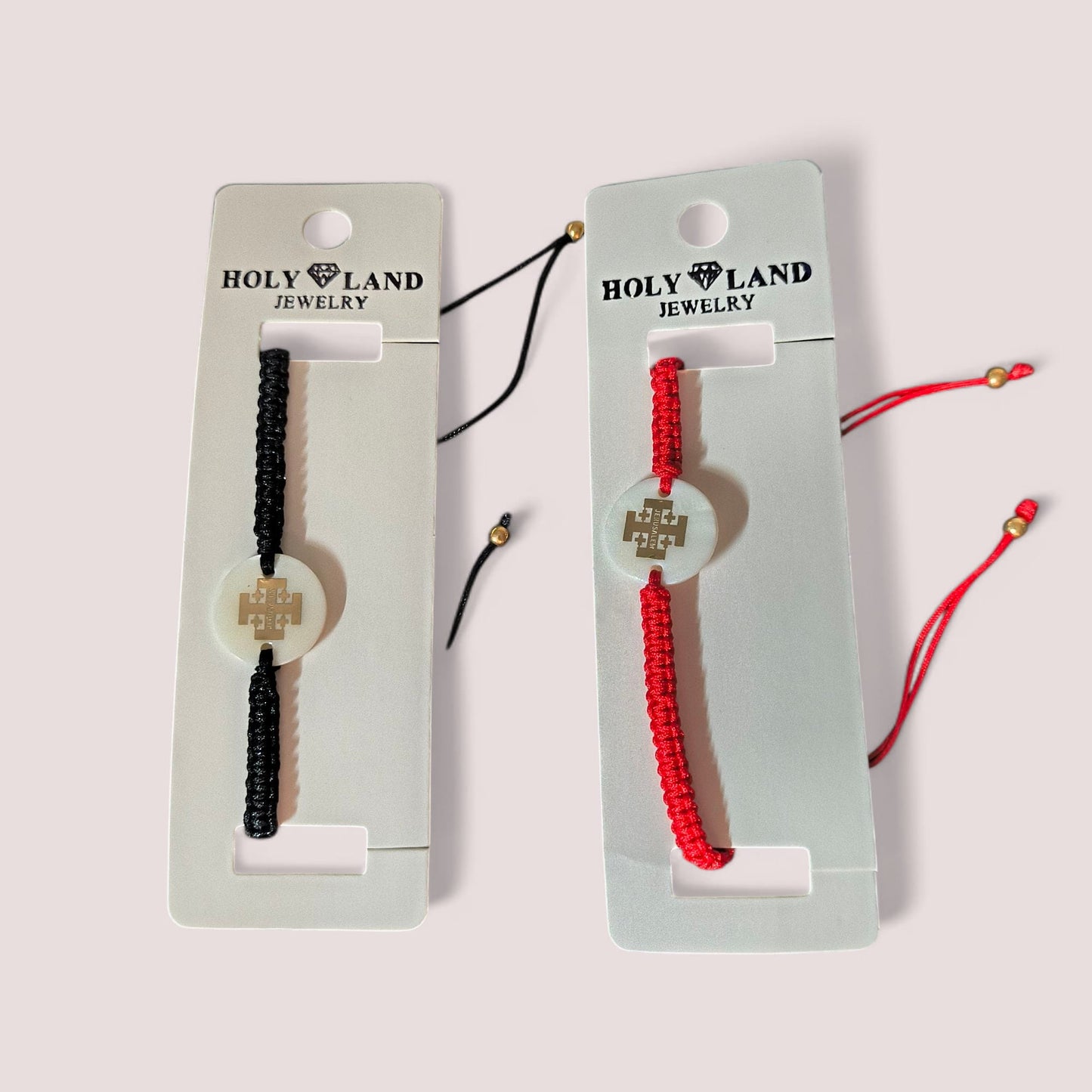 Holy Land Jerusalem Cross Bracelet - Handcrafted Red or Black Cord image 1