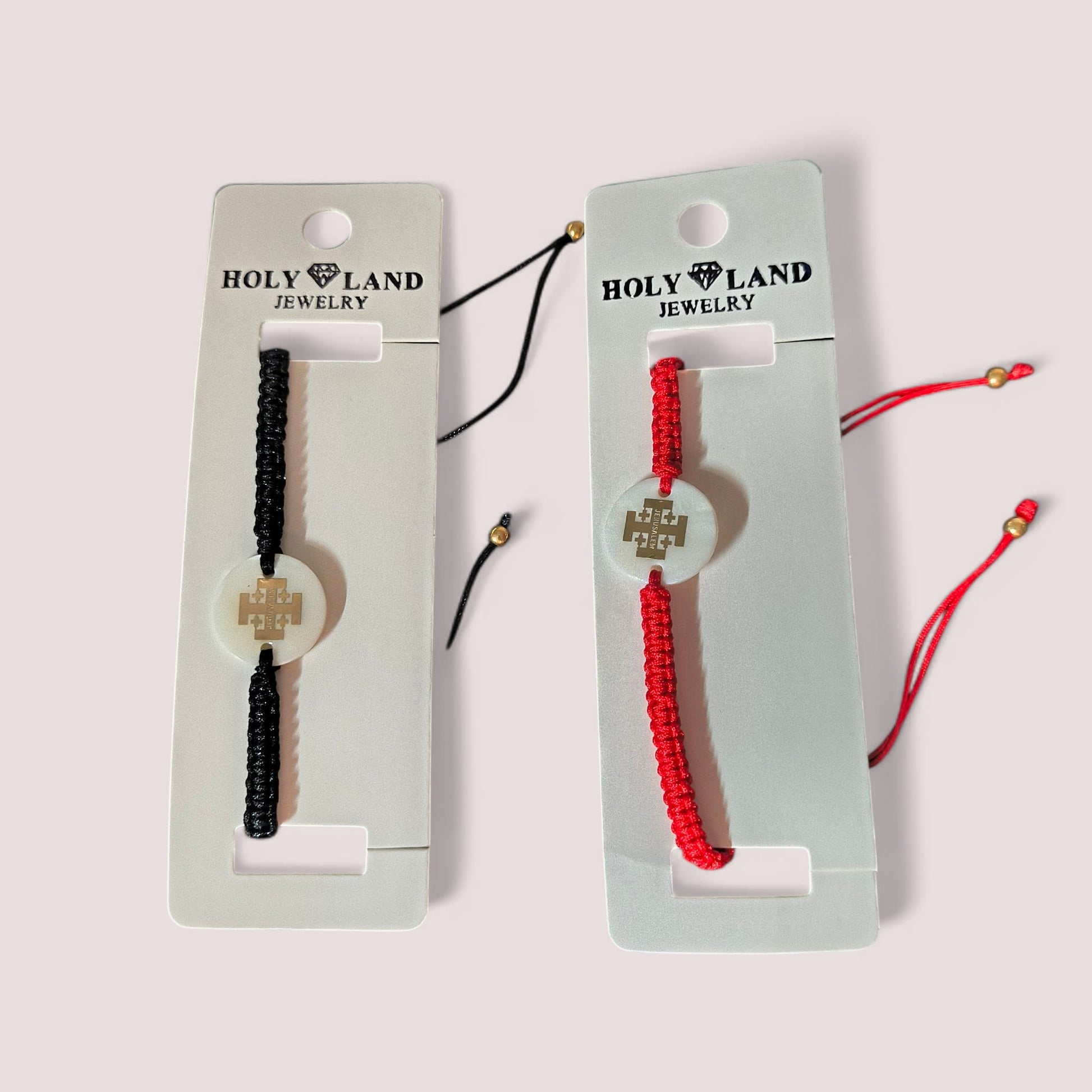 Holy Land Jerusalem Cross Bracelet - Handcrafted Red or Black Cord image 1