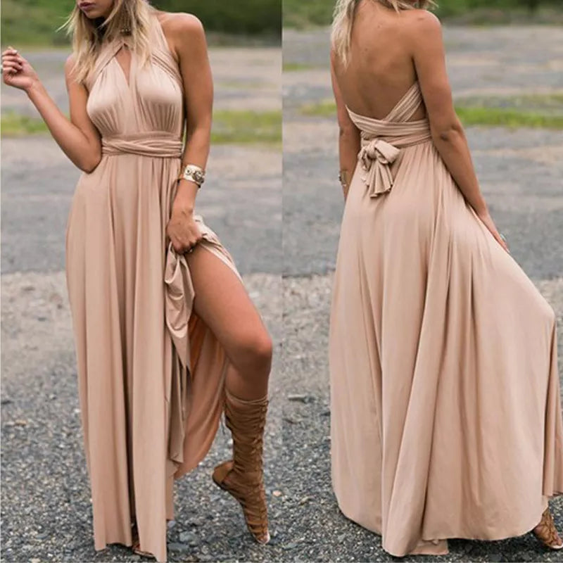 Sexy Women Multiway Wrap Convertible Boho Maxi Club Red Dress Bandage Long DresS image 1