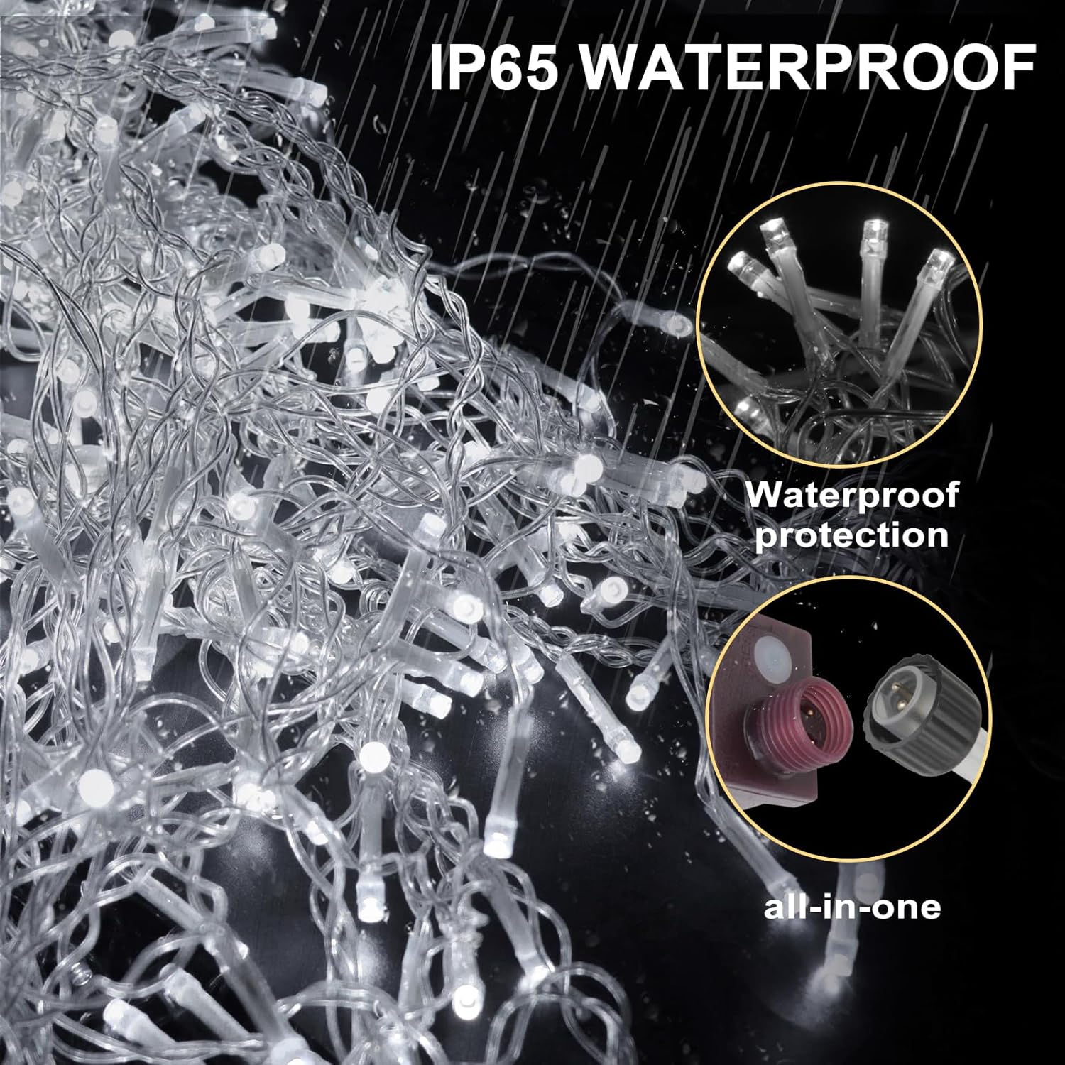 PEMOTech 423 LED Christmas Icicle Lights – 8 Modes, 5m Lead Wire, Outdoor image 2