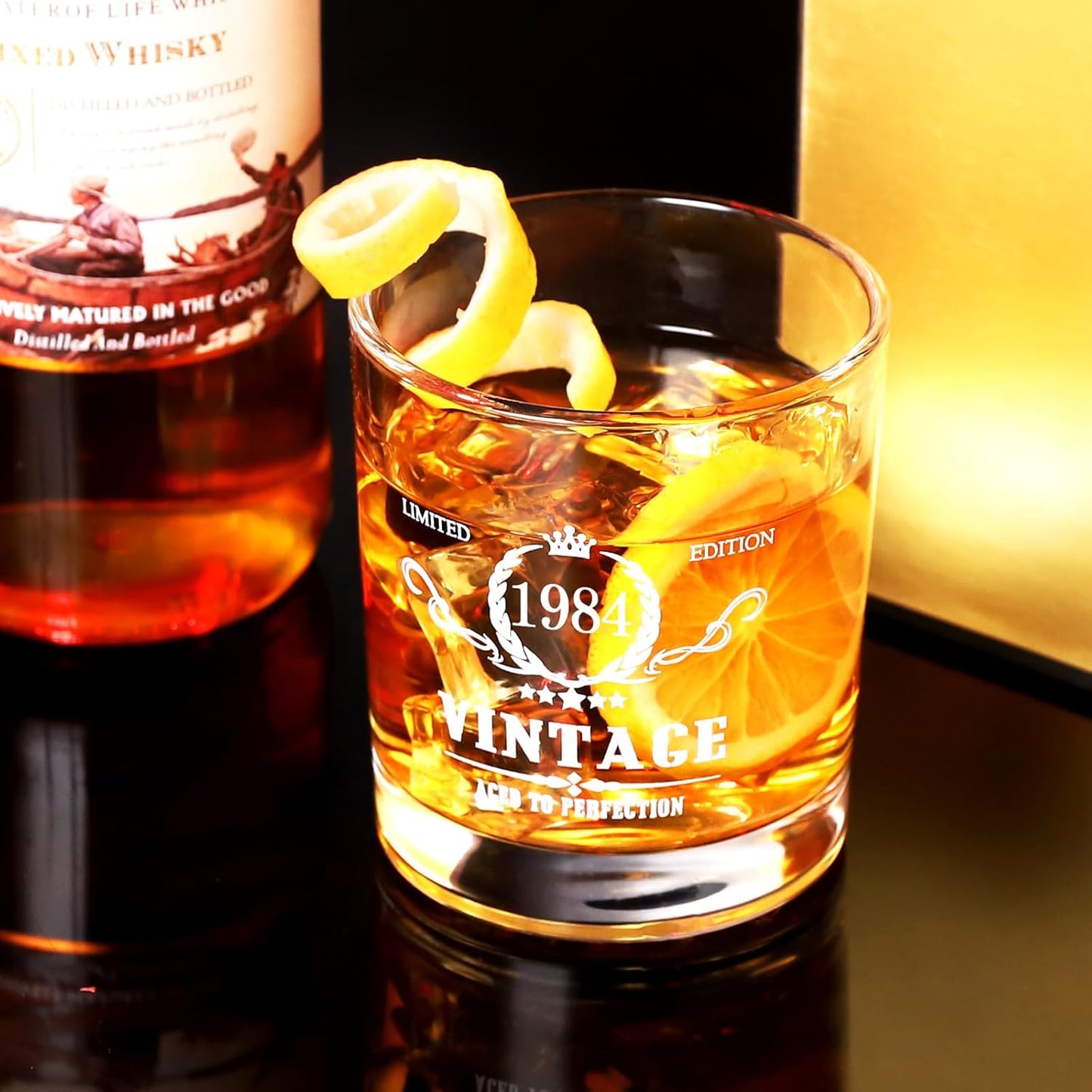 Gifts for Men, Vintage 1984 Whiskey Glass Set image 3