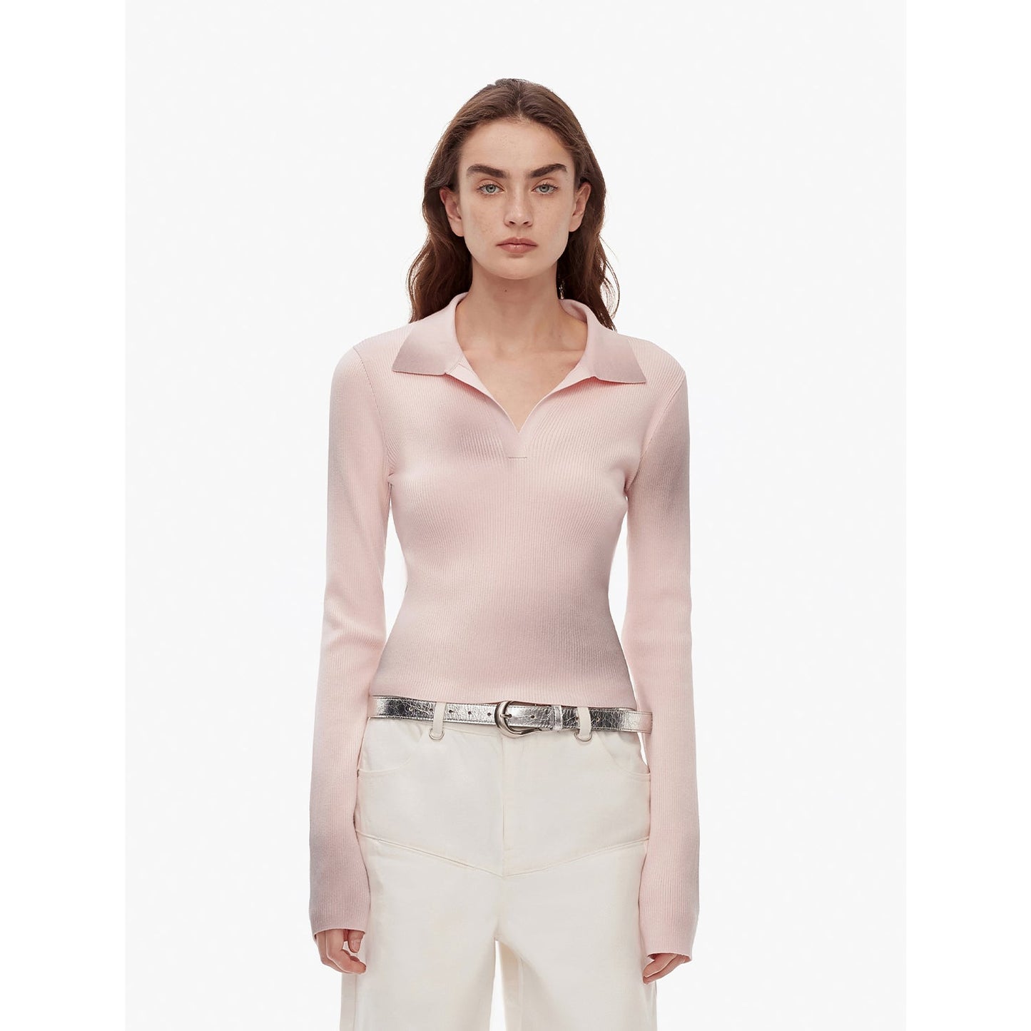 "Artistic Abstract" Sfumato Distressed Printed Merino Wool Waisted Polo Collar image 11