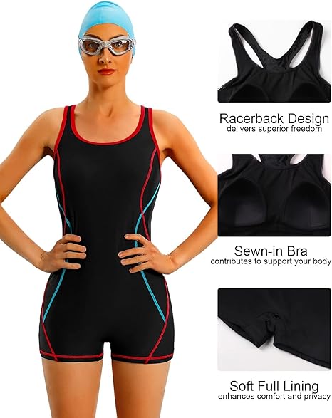 CharmLeaks Women Wide Straps One Piece Swimsuit Modest Leg Cut Swimming Costume image 6
