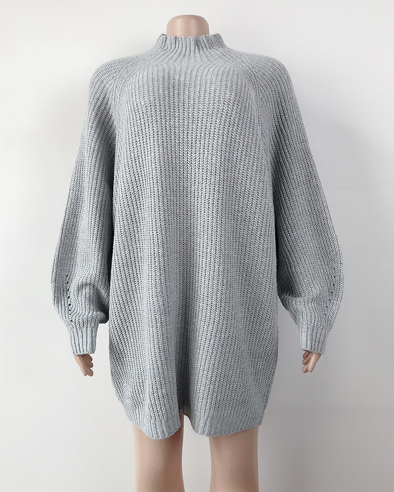 Winter Sweater Dress Raglan Sleeves Turtleneck Knit Sweaters Female Pullovers image 4