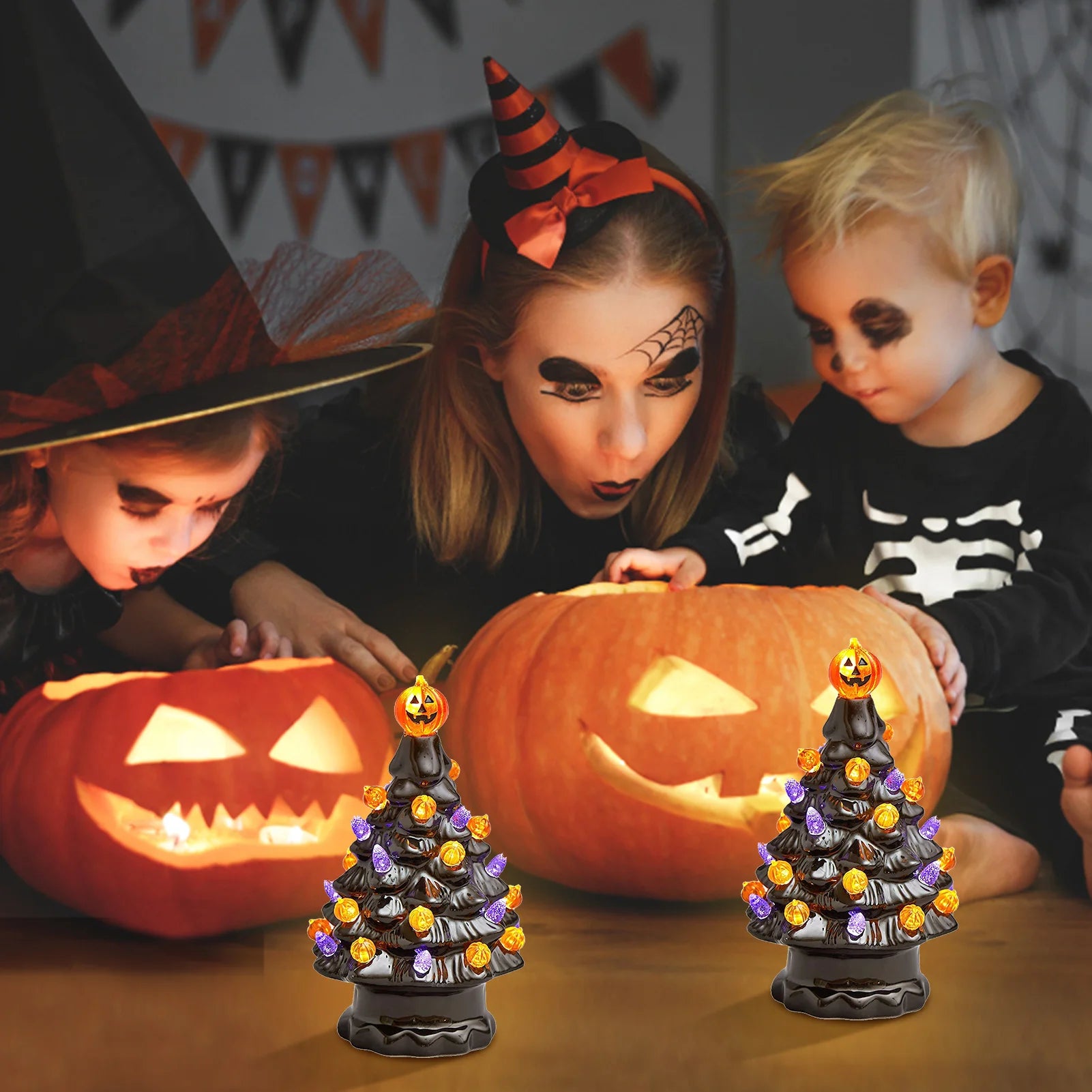 Halloween LED Tree Table Centerpiece Halloween Decor Ceramic Tree Christmas Tree image 4