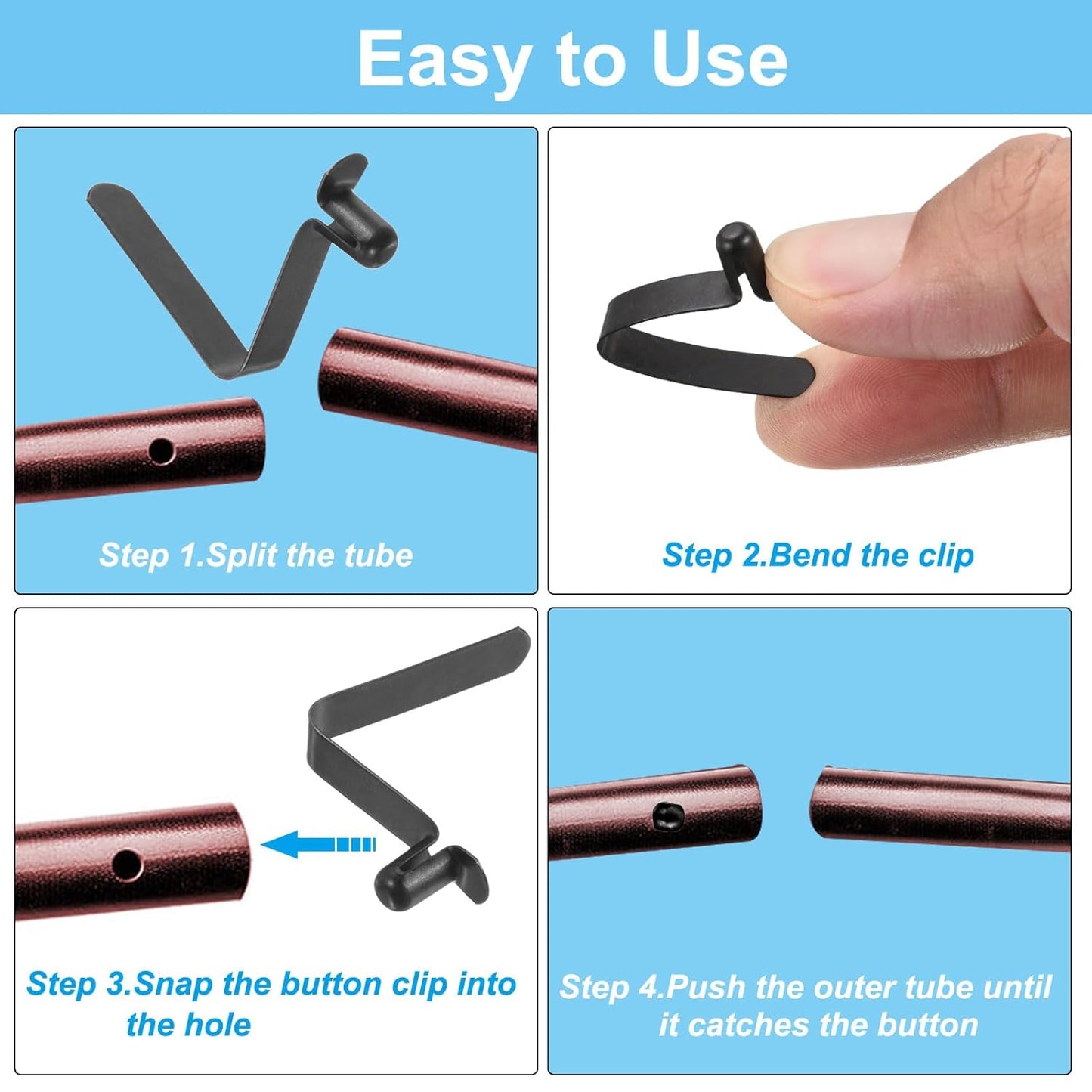 PATIKIL 8x5mm Steel V-Shaped Push Button Spring Clips Kayak Tent image 5