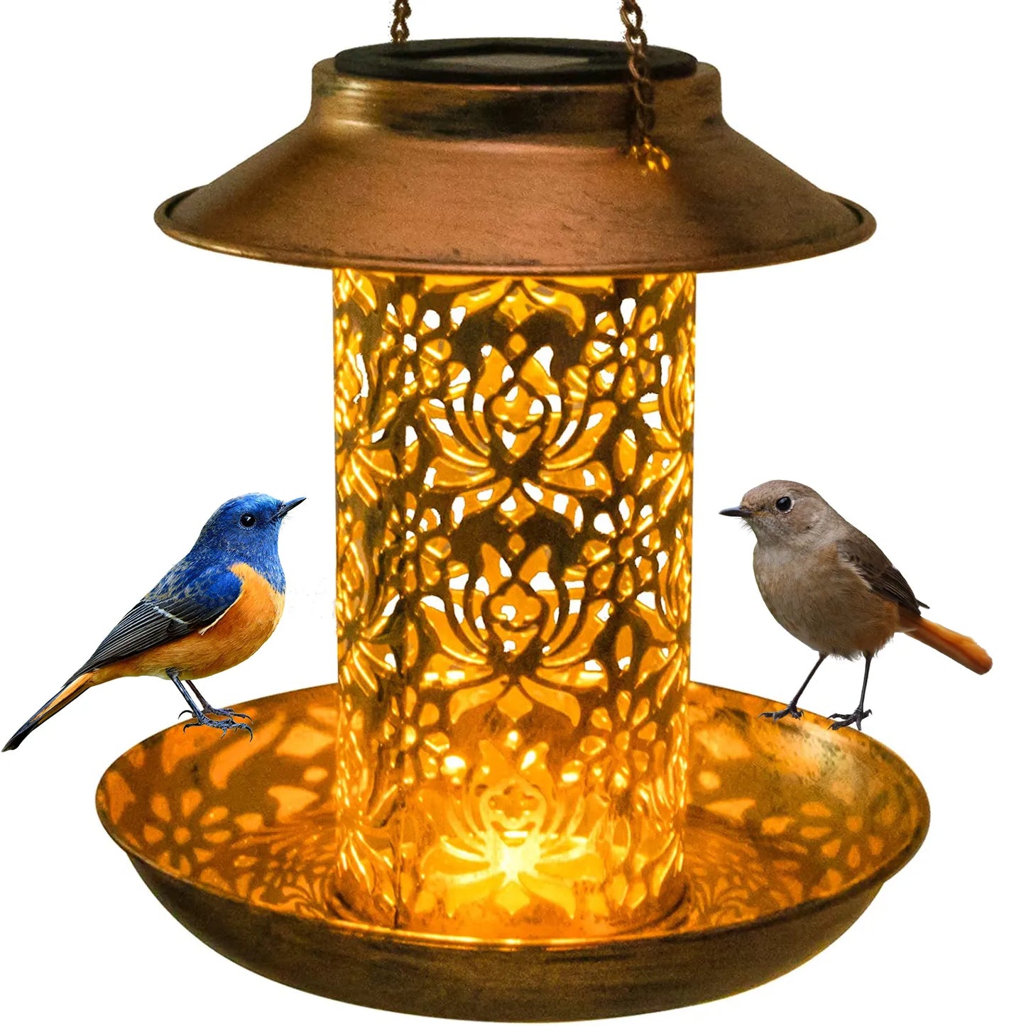 Solar Bird Feede Bird House With Light for Bird Lovers Outdoor Garden Backyar image 0